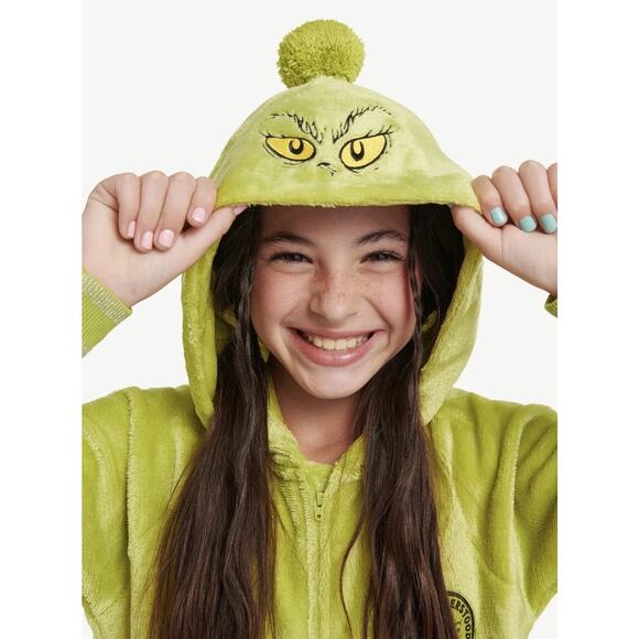 The Grinch x Justice One Piece Pajamas PJ Size 12-14 Girls Christmas Costume Kid - Picture 5 of 16